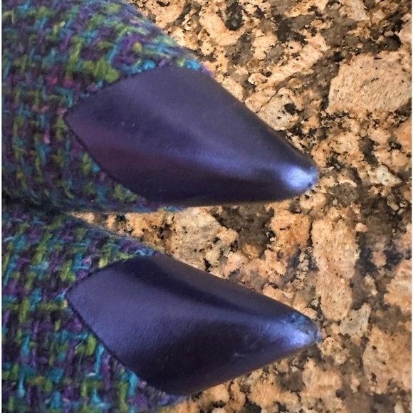 Saint Laurent Arian Vert Blue Violet Tweed Slingback - Picture 8 of 13